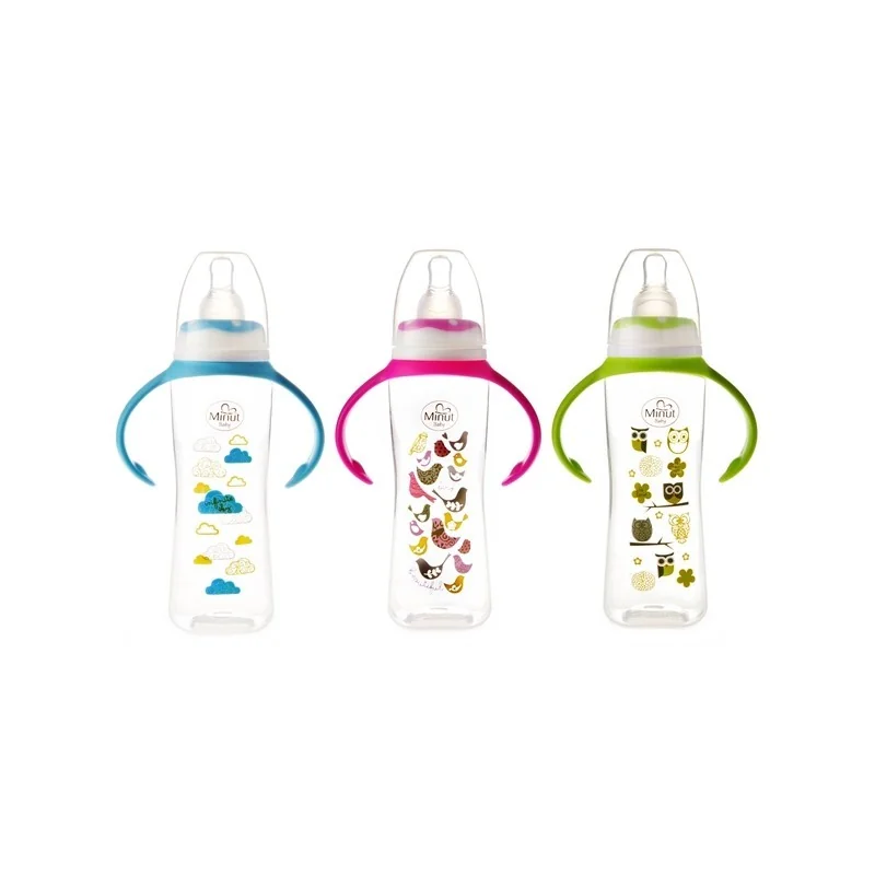 Minut Baby Biberon de plastic cu manere, tetina silicon 6+ luni 250 ml (MIN2019004)