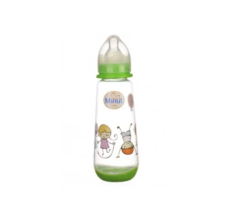 Minut Baby Biberon plastic cu tetina silicon  3 + luni 250 ml