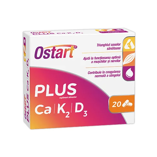 Ostart Plus Ca + K2 + D3 20 comprimate