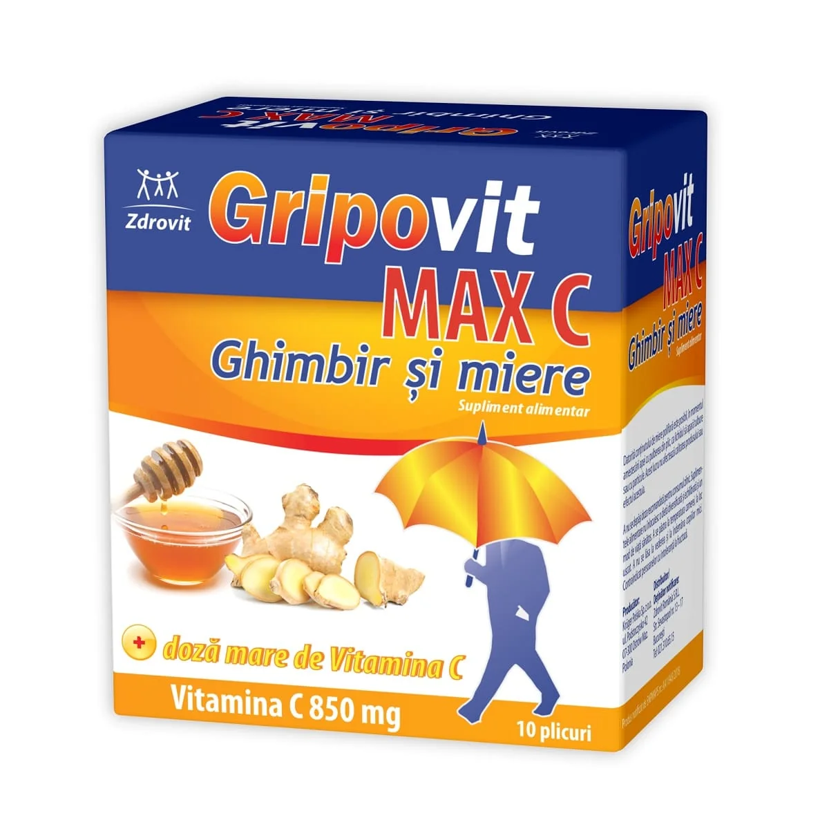 Zdrovit Gripovit Max C Ghimbir si miere 10 plicuri