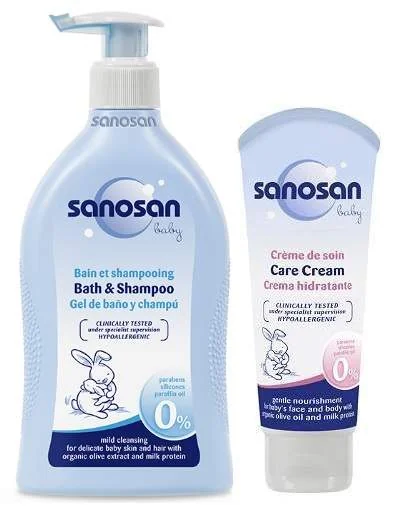 Sanosan Pachet Baby Spumant&Sampon 500 ml + Crema hidratanta 100 ml