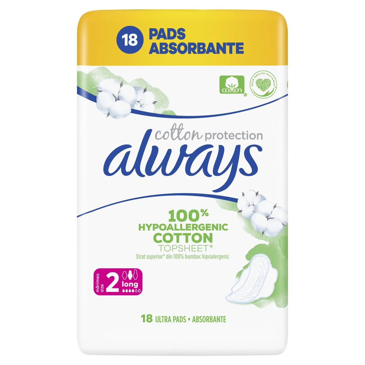 Always Naturals Cotton Protection Long Size 2 Duo 18 bucati