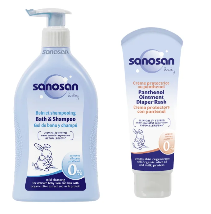 Sanosan Pachet Baby Spumant & Sampon 400 ml + Crema Panthenol 100 ml