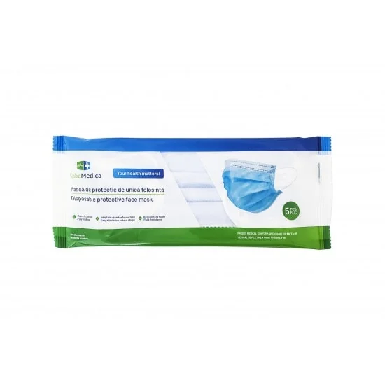 Cube Medica Masca protectie unica folosinta 3 pliuri 5 bucati