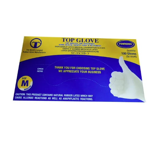 Top Glove Manusi examinare latex alb usor pudrate ''M'' 100 bucati