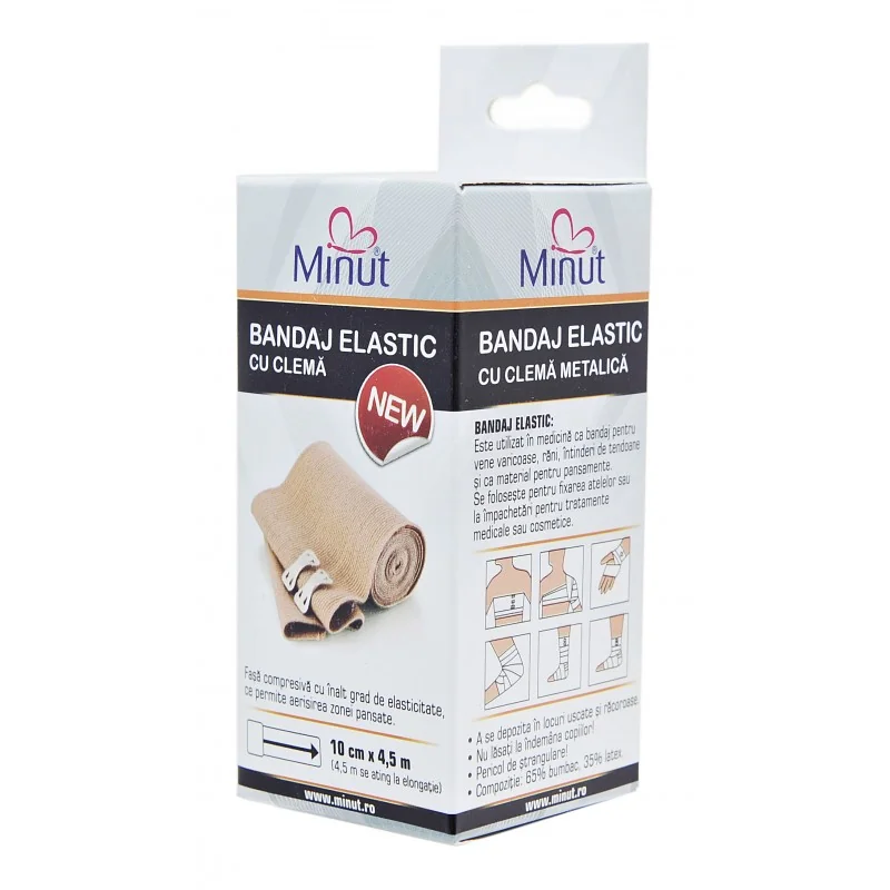Minut Bandaj Elastic cu clema 10cm x 4,5m