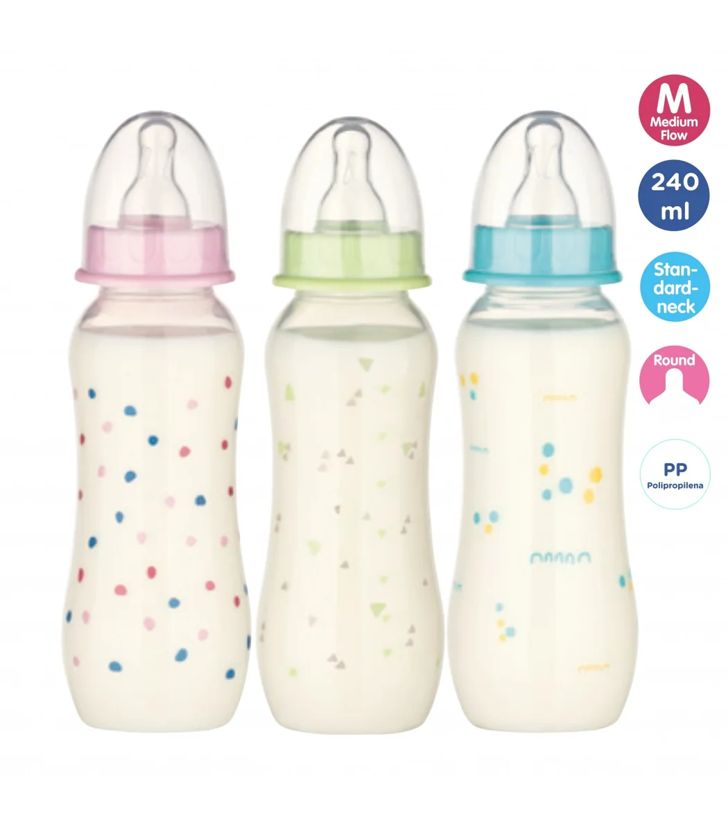 Baby Nova 45010 Biberon cu gat standard M 0-24 luni 240 ml