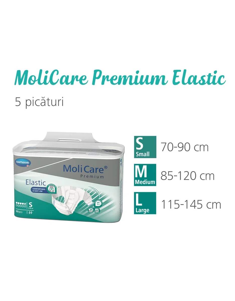 Hartmann Molicare Premium Elastic 5 picaturi Scutece incontinenta M 30 bucati