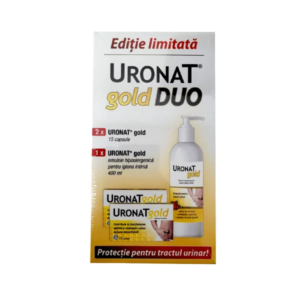 Uronat gold 30 capsule + Uronat gold Emulsie hipoalergenica ingrijire intima 400 ml