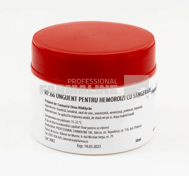 Unguent pentru hemoroizi cu sangerare 30 ml
