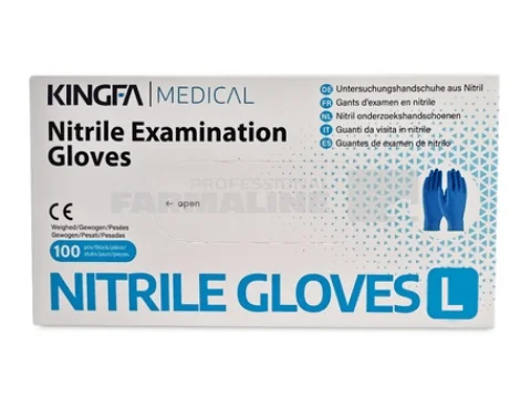 Kingfa Manusi examinare nitril nepudrate albastre ""L"" 100 bucati