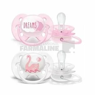 Avent SCF222/02 Suzete Ultra Soft 0 - 6 luni roz/alb 2 bucati