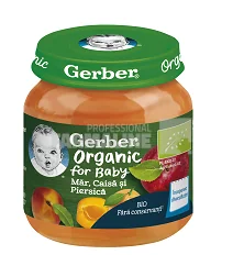 Gerber Piure Bio din mar, caisa si piersica 4 luni+ 125g