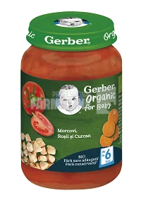 Gerber Piure Bio din morcov, rosii si curcan 6 luni+ 190g