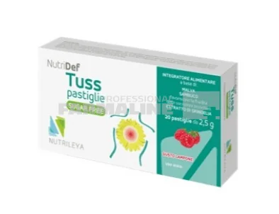 NutriDef Tuss pastile cu zmeura fara zahar 20 pastile