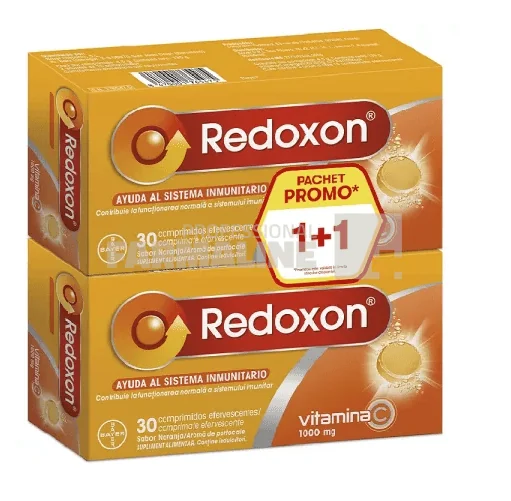 Redoxon Pachet Vitamina C 1000 mg cu aroma de portocale 30 comprimate efervescente 1 +1