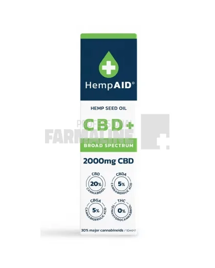 Ulei de canepa cu 2000 mg CBD, 500 mg CBDA, 500 mg CBGA 10 ml