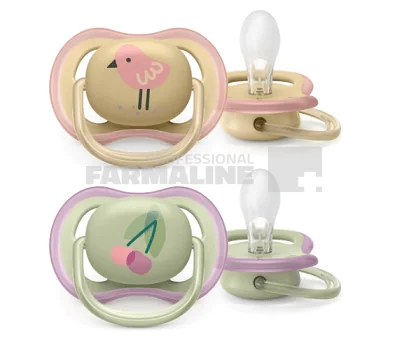 Avent SCF085/13 Suzete Ultra Air 0-6 luni mov/portocaliu 2 bucati