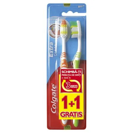 Colgate Pachet Extra Clean Periuta de dinti Medium 1+1 Gratis