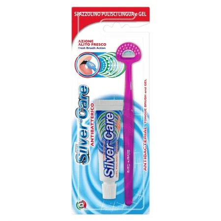 Silver Care Periuta pentru limba + Pasta gel