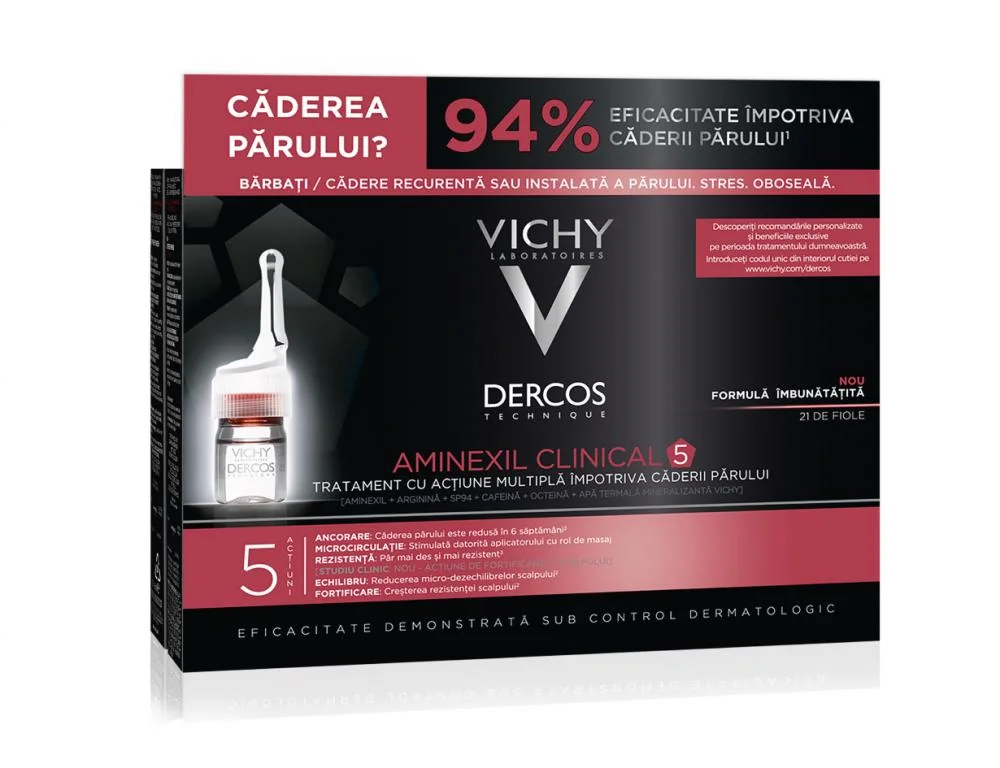 Vichy Dercos Aminexil Clinical 5 Tratament impotriva caderii parului pentru barbati 21 fiole