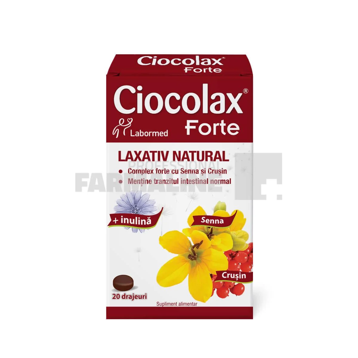 CIOCOLAX FORTE, 20 drajeuri, Labormed,Supliment alimentar cu un puternic efect laxativ stimulant