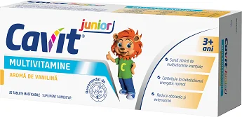 Biofarm Cavit Junior vanilie 20 tablete masticabile