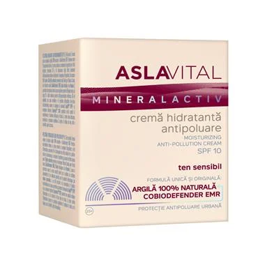 Aslavital Mineralactiv Crema hidratantÄƒ antipoluare SPF10 50 ml
