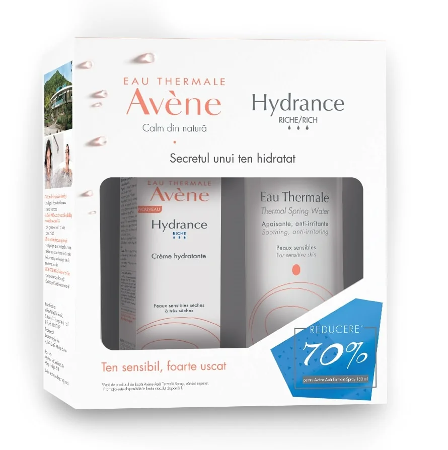 Avene Pachet Hydrance Riche Crema 40 ml +   Apa termala 150 ml 70% din al II-lea