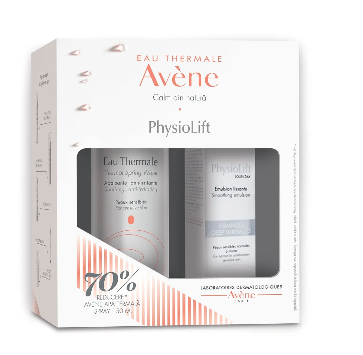 Avene Pachet Physiolift Emulsie anti-age 30 ml + 70% reducere Apa Termala 150 ml