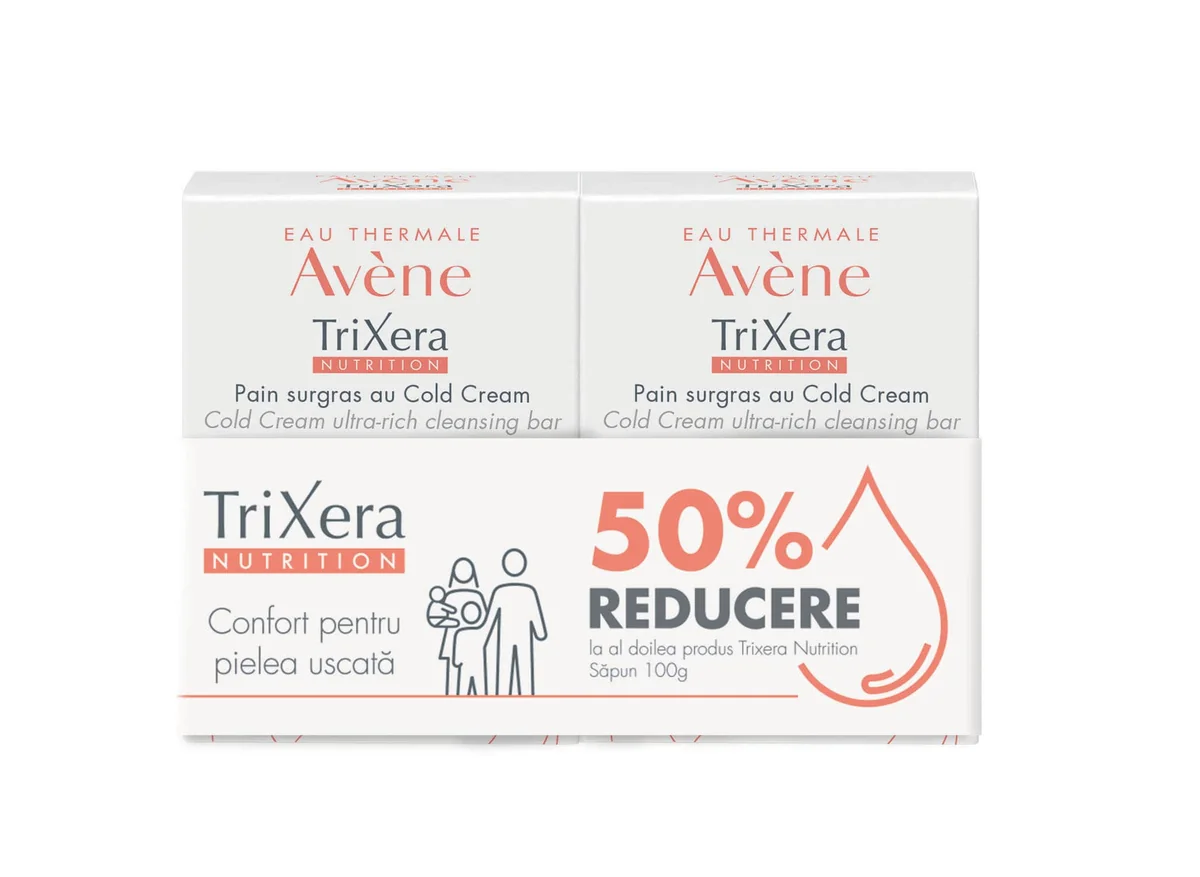 Avene Pachet Trixera Nutrition Sapun cold cream 100g + 50% reducere la al doilea produs