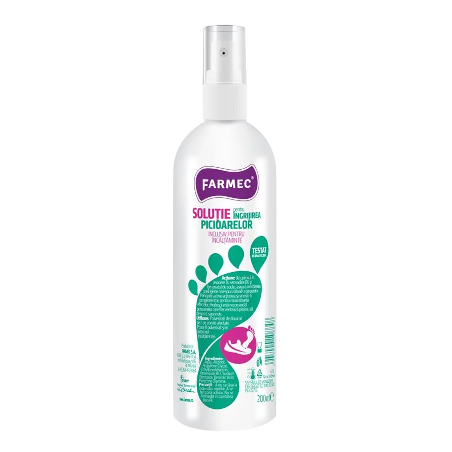 Farmec Solutie pentru ingrijirea picioarelor, inclusiv incaltaminte spray 200ml