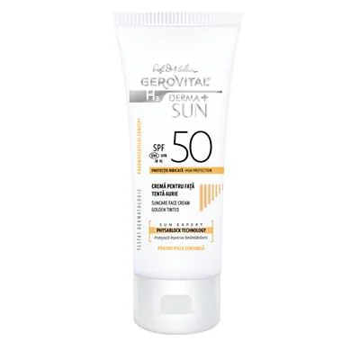 Gerovital H3 Derma Sun Crema fata protectie solara tenta aurie SPF50 50 ml