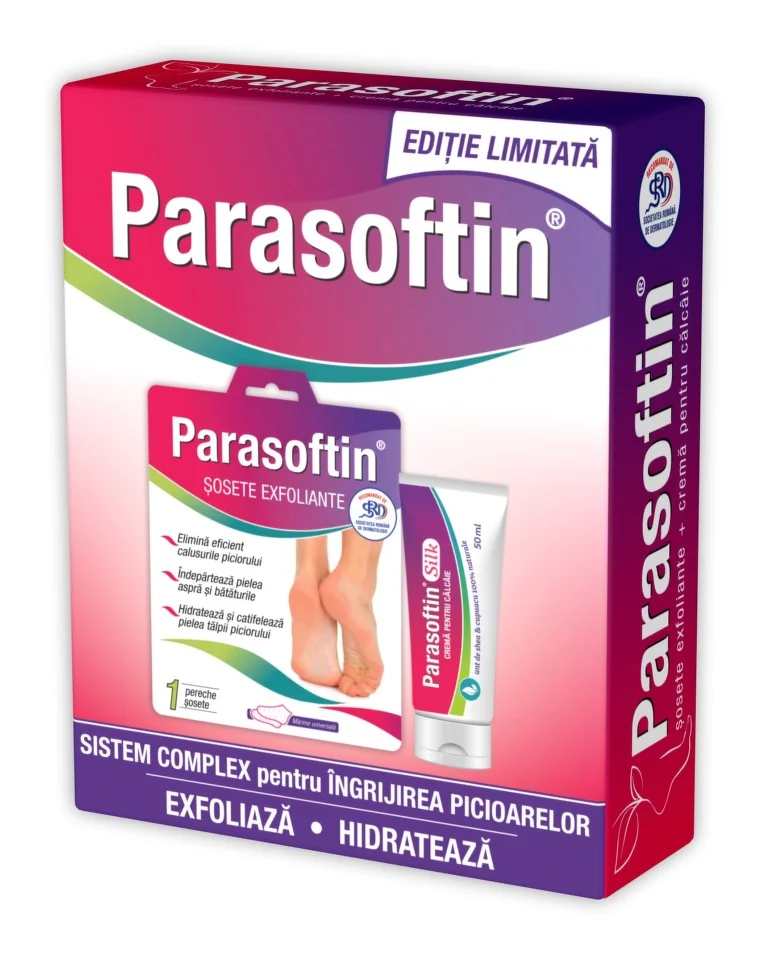 Parasoftin Set Sosete exfoliante + Crema calcaie 50 ml