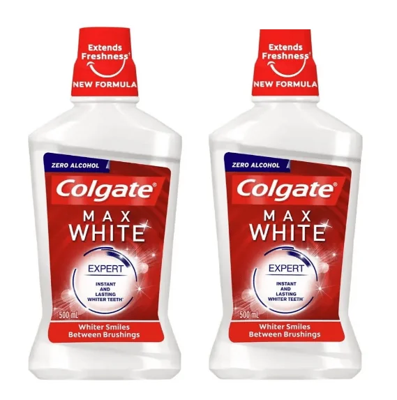 Colgate Max White Expert Apa de gura 500 ml 1+1 Cadou