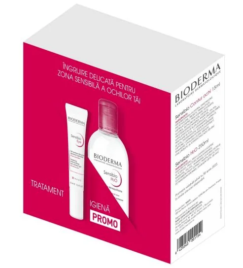Bioderma Pachet Sensibio H2O Solutie micelara 500 ml + Sensibio Contur ochi 2 ml