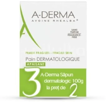 A-Derma sapun dermatologic fata-corp 100g oferta 2+1