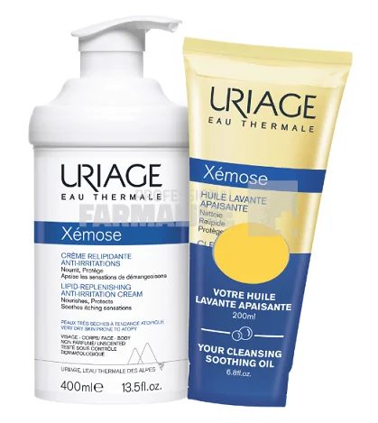Uriage Pachet Xemose Crema relipidanta 400 ml + Ulei de curatare 200 ml