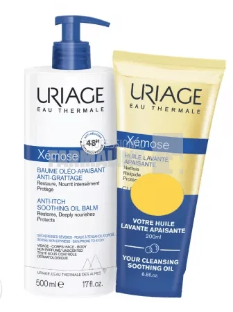 Uriage Pachet Xemose Balsam oleo relipidant 500 ml + Ulei de curatare 200 ml