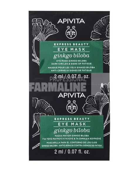Apivita Express Beauty masca ginko biloba pentru ochi obositi 2 bucati 8 ml