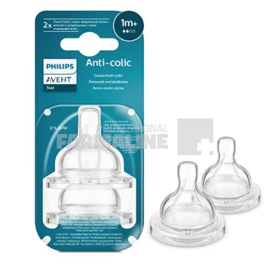 Avent SCY762/02 Tetina Classic anti-colici debit lent 1+ luni 2 bucati