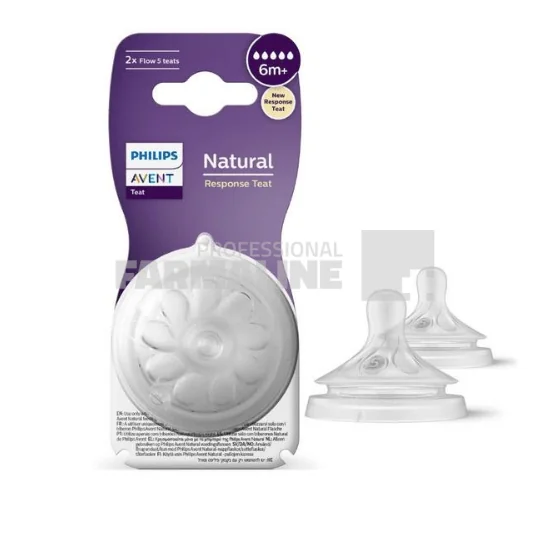 Avent SCY965/02 Tetina Natural Repose debit rapid 6+ luni