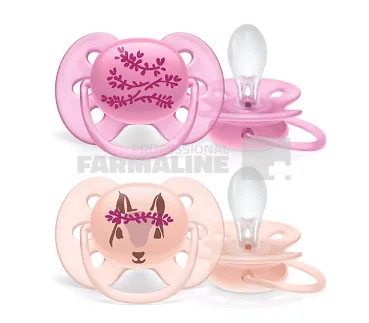 Avent SCF223/04 Suzete Ultra Soft 6-18 luni roz/corai 2 bucati