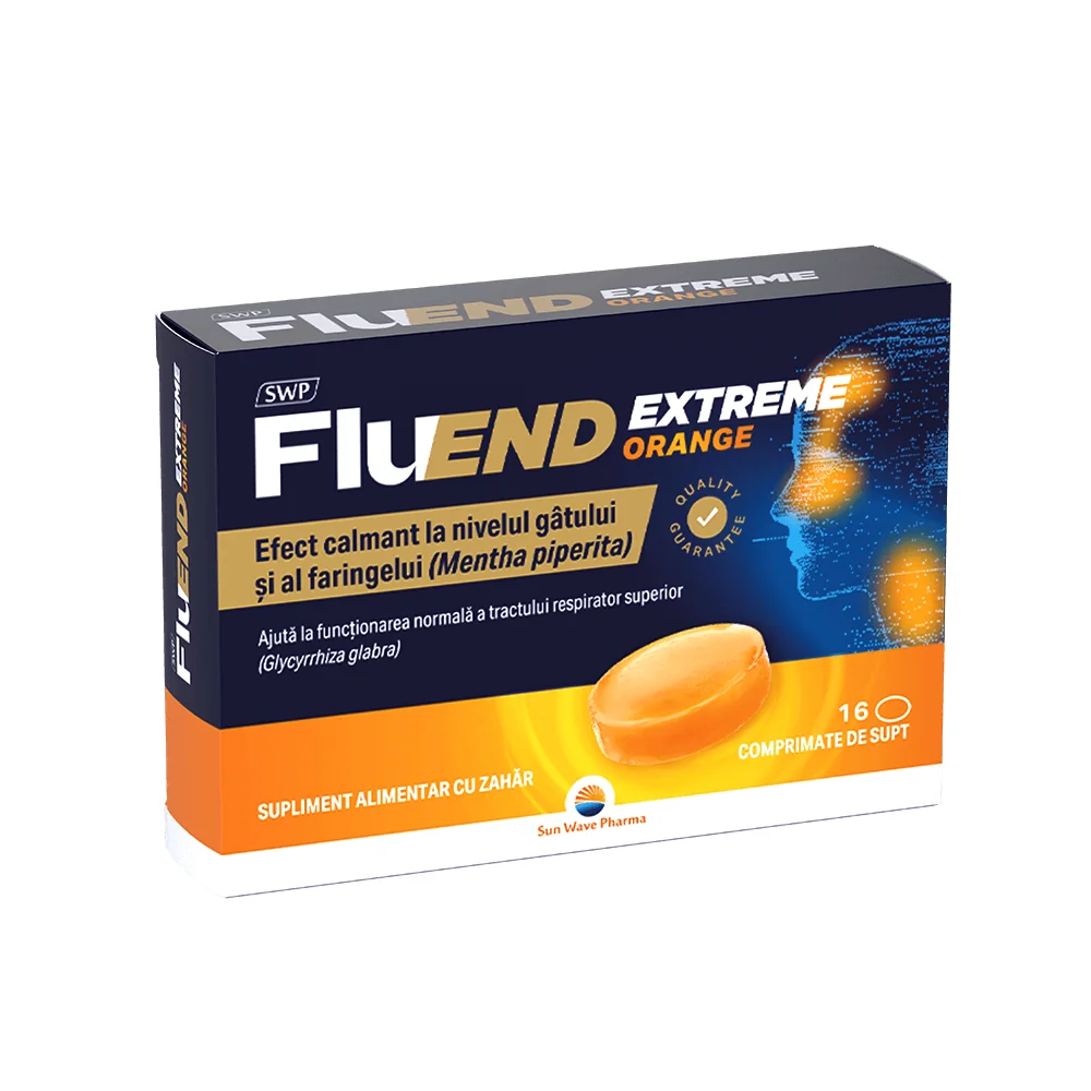 Fluend Extreme cu aroma de portocale 16 comprimate