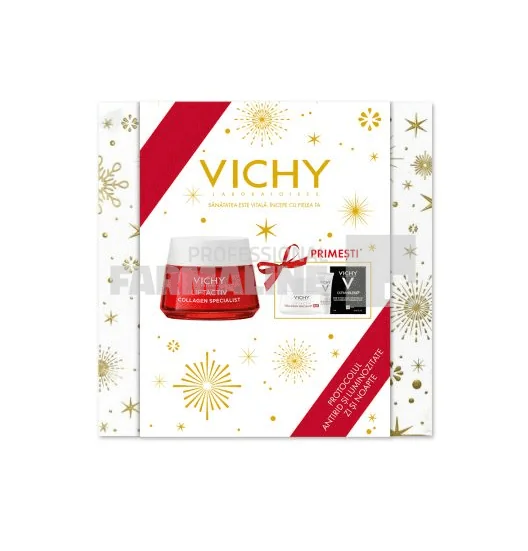 Vichy Trusa Xmas 2023 Liftactiv Collagen Specialist Crema de zi pentru toate tipurile de ten 50 ml +  Liftactiv Collagen Specialist Crema de noapte 15 ml