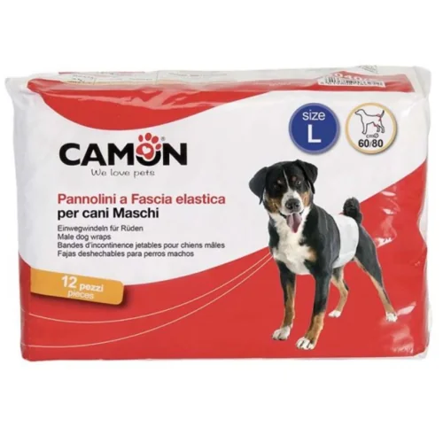 Scutece pentru caini masculi, Camon, L 60/80 cm 12 buc