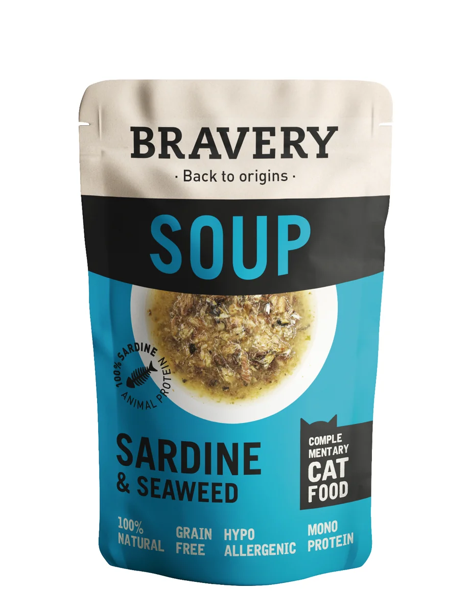 Hrana Umeda Pisici, Bravery Soups Cat, Sardine si Alge, 40 g