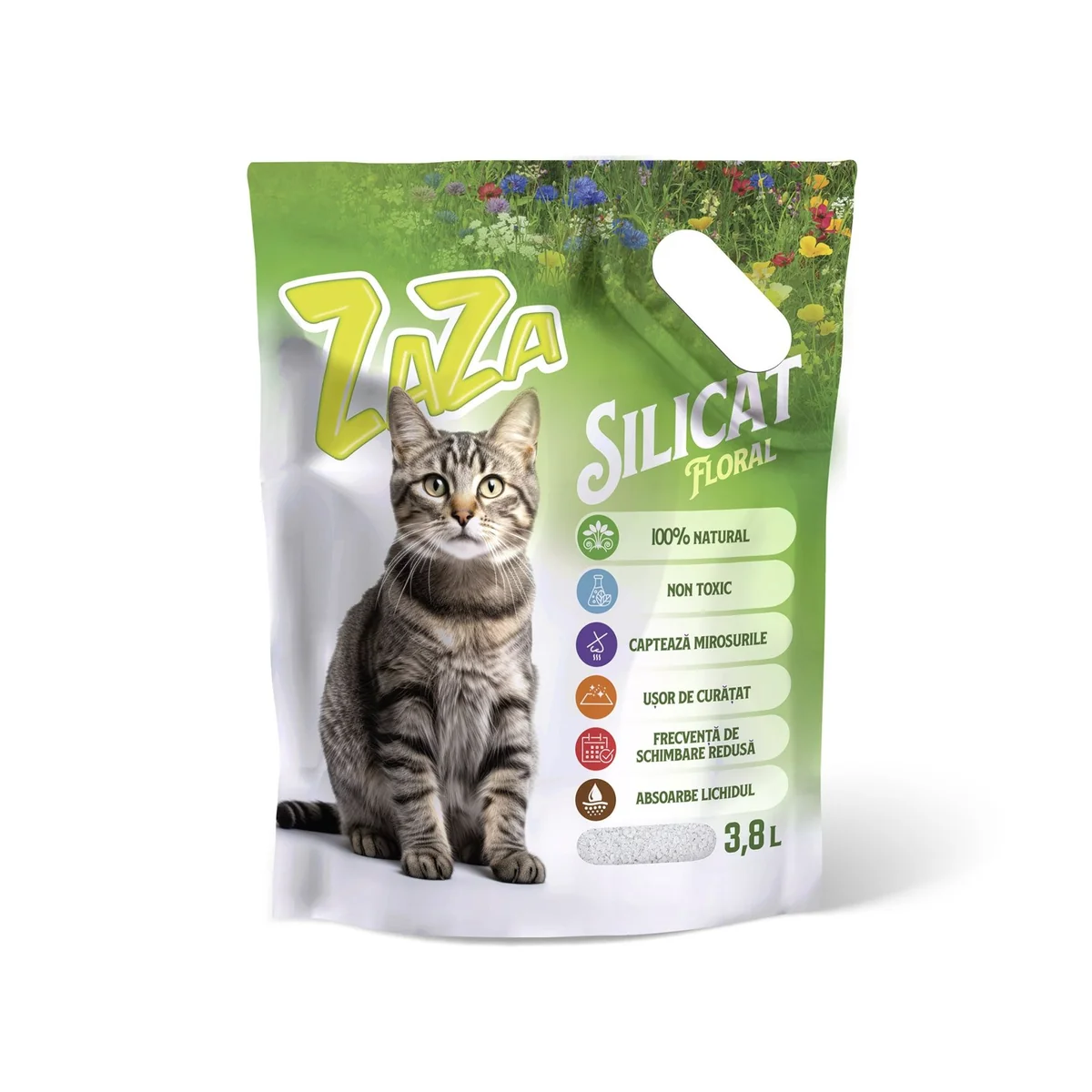 Silicat pentru litiera, Zaza, Floral, 3.8 L