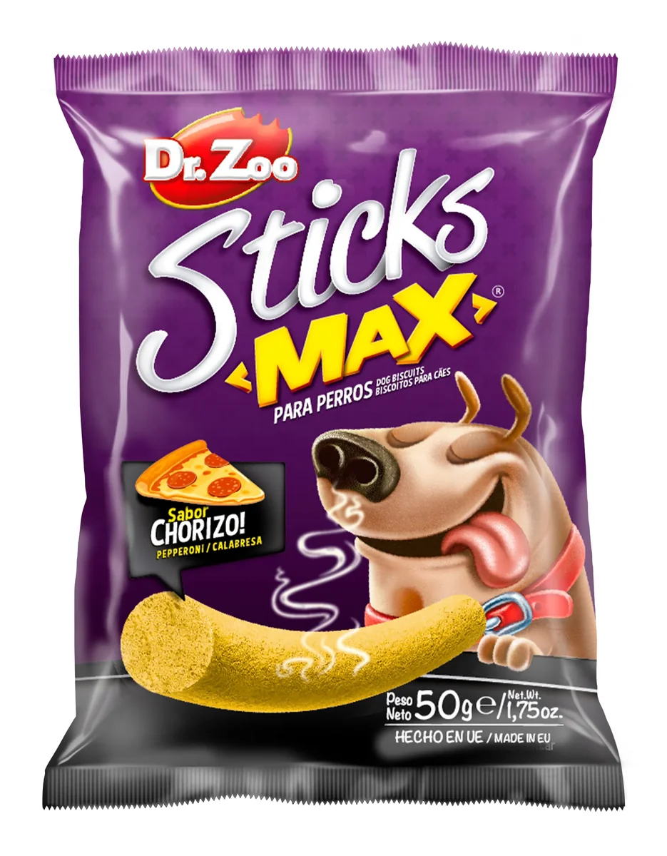 Dr Zoo Sticks MAX, recompense caini, Chorizo, 50 g