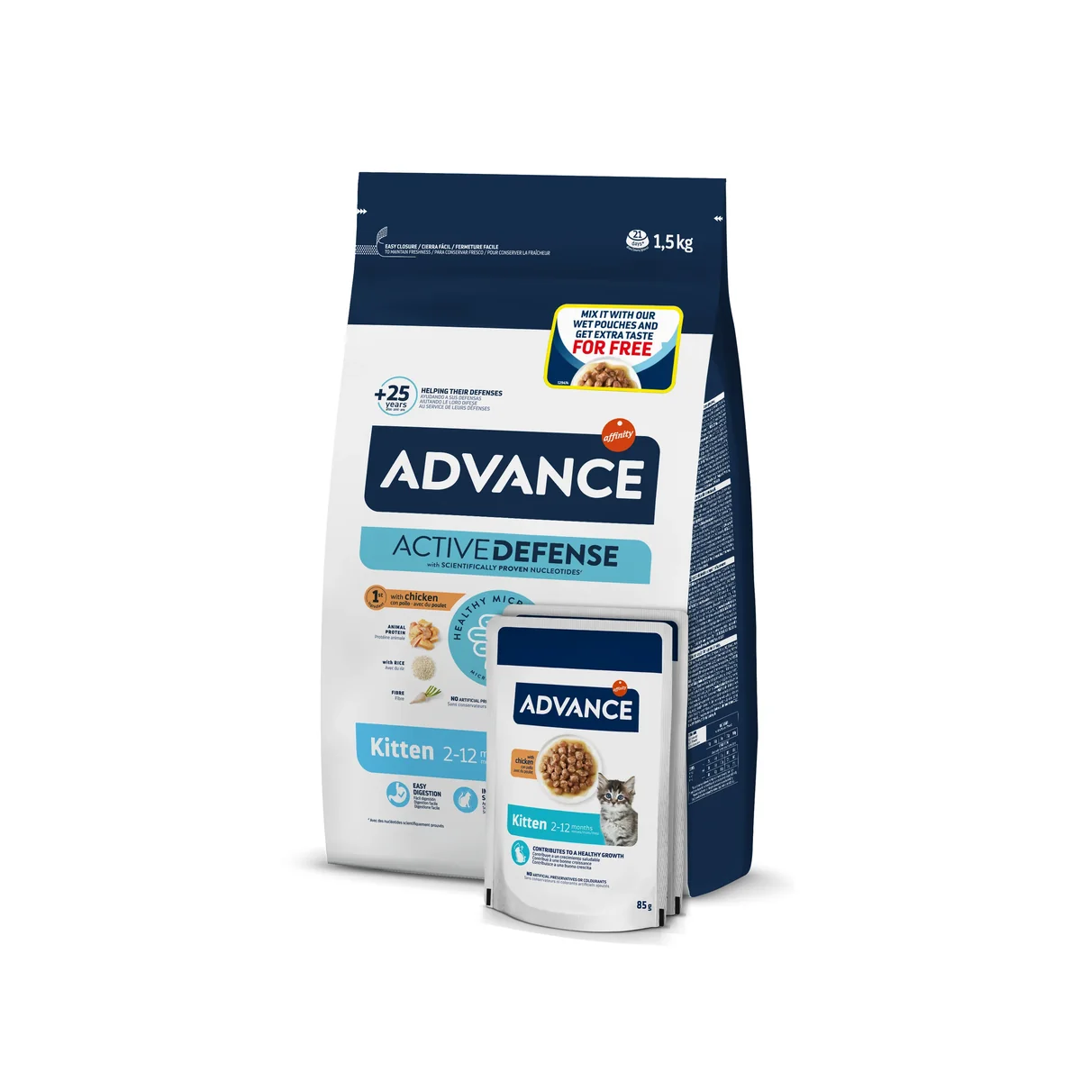 Advance Cat Kitten 1.5 kg + 2 Plicuri Kitten Pui 85 g